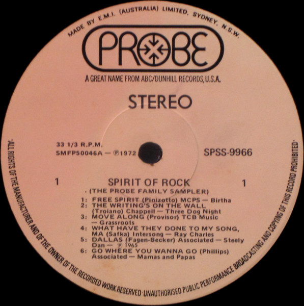 Various - Spirit Of Rock (The Probe Family Sampler) | Probe (SPSS 9966) - 3 Various - Spirit Of Rock (The Probe Family Sampler) | Probe (SPSS 9966) - 3