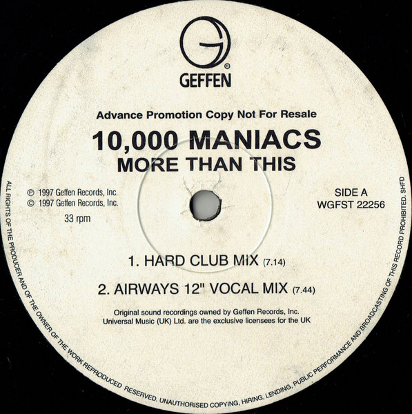 10,000 Maniacs - More Than This | Geffen Records (WGFST 22256) - main