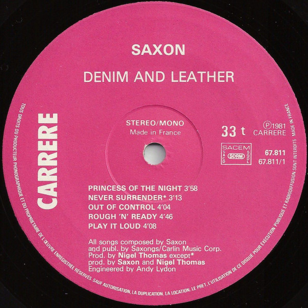 Saxon - Denim And Leather | Carrere (67.811) - 3 Saxon - Denim And Leather | Carrere (67.811) - 3