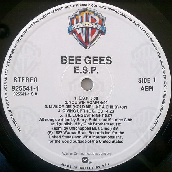 Bee Gees - E·S·P | Warner Bros. Records (925 541-1) - 3 Bee Gees - E·S·P | Warner Bros. Records (925 541-1) - 3