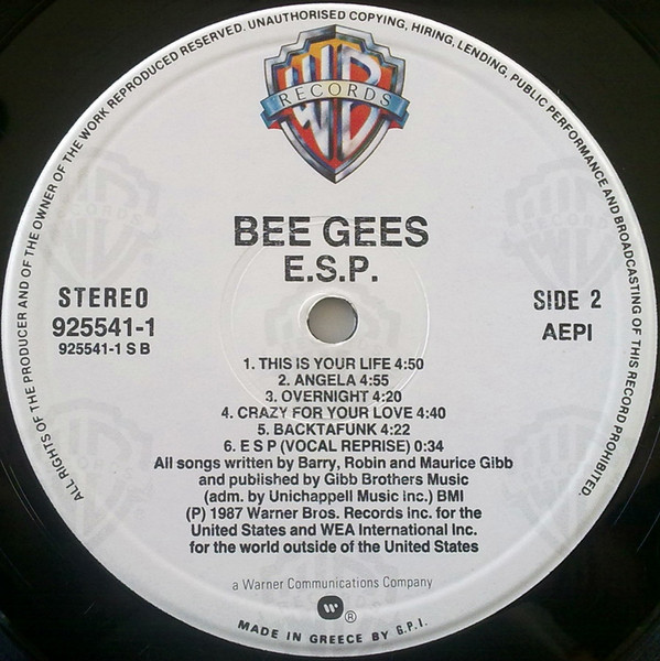Bee Gees - E·S·P | Warner Bros. Records (925 541-1) - 4 Bee Gees - E·S·P | Warner Bros. Records (925 541-1) - 4