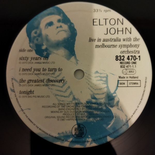 Elton John With Melbourne Symphony Orchestra - Live In Australia | The Rocket Record Company (832 470-1) - 3