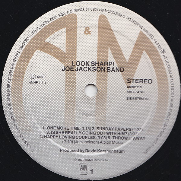 Joe Jackson - Look Sharp! | A&M Records (AMNP 113) - 3
