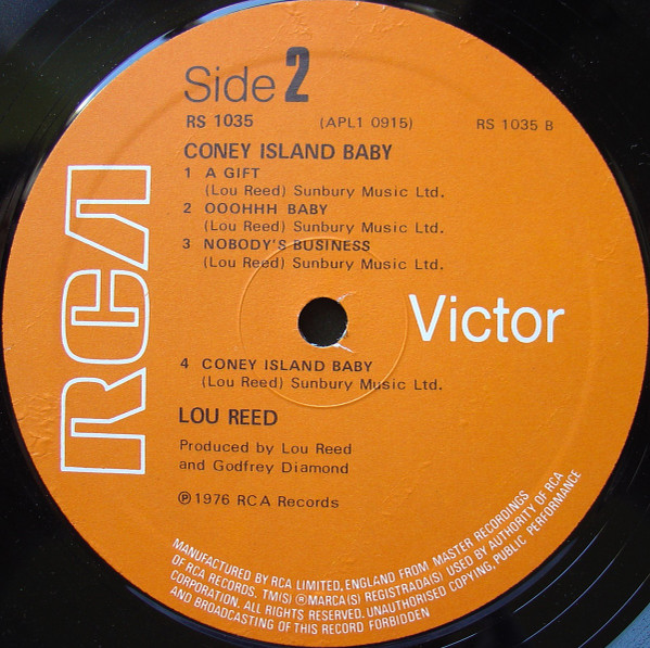 Lou Reed - Coney Island Baby | RCA Victor (RS 1035) - 4 Lou Reed - Coney Island Baby | RCA Victor (RS 1035) - 4