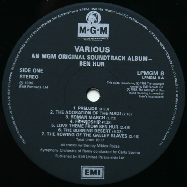 Miklós Rózsa - Ben-Hur (Music From The Metro-Goldwyn-Mayer Production) | MGM Records (LPMGM 8) - 3