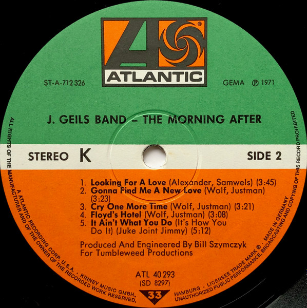 The J. Geils Band - The Morning After | Atlantic (ATL 40 293) - 4
