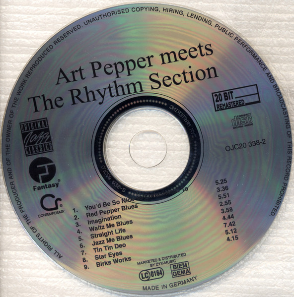 Art Pepper - Art Pepper Meets The Rhythm Section | Original Jazz Classics (OJC20 338-2) - 3 Art Pepper - Art Pepper Meets The Rhythm Section | Original Jazz Classics (OJC20 338-2) - 3