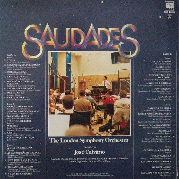 London Symphony Orchestra Dirigida Por José Calvário - Saudades | CBS (26554) - 2