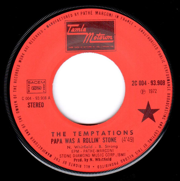 The Temptations - Papa Was A Rollin' Stone | Tamla Motown (2C 004-93.908) - 3