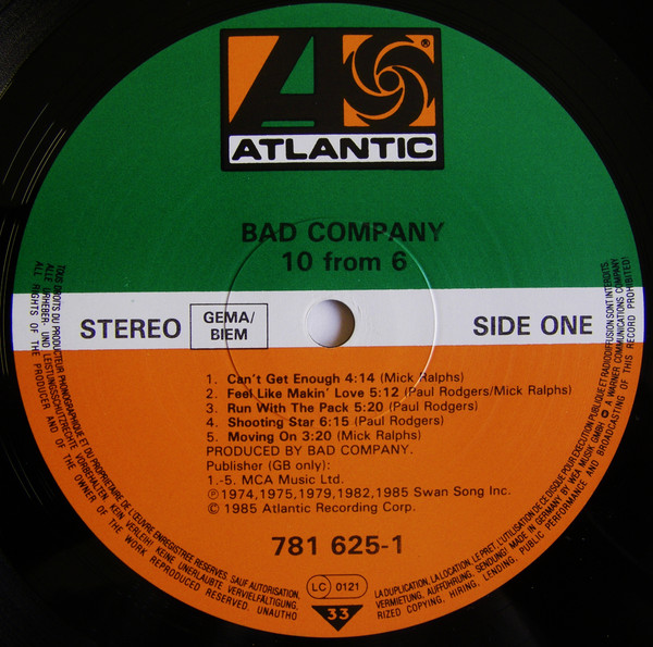 Bad Company - 10 From 6 | Atlantic (781 625-1) - 3