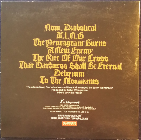 Satyricon - Now, Diabolical | Roadrunner Records (RR PROMO 907) - 2