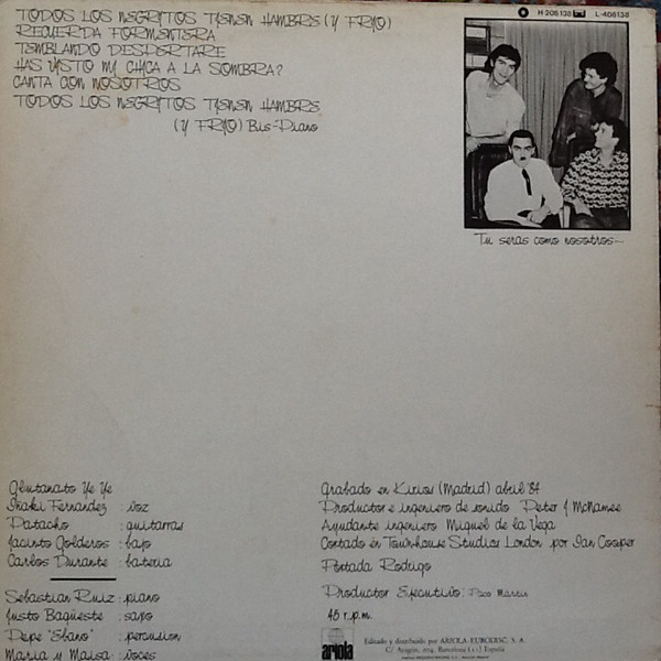 Glutamato Ye-Ye - Todos Los Negritos Tienen Hambre (Y Frio) | Ariola (H-206.138) - 2