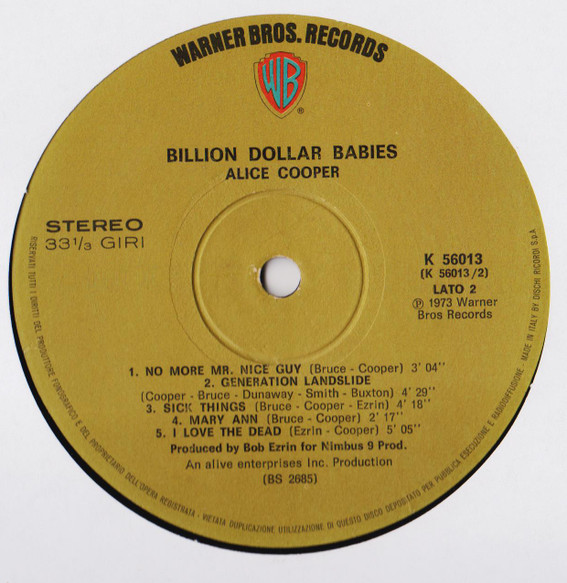 Alice Cooper - Billion Dollar Babies | Warner Bros. Records (K 56 013) - 4 Alice Cooper - Billion Dollar Babies | Warner Bros. Records (K 56 013) - 4