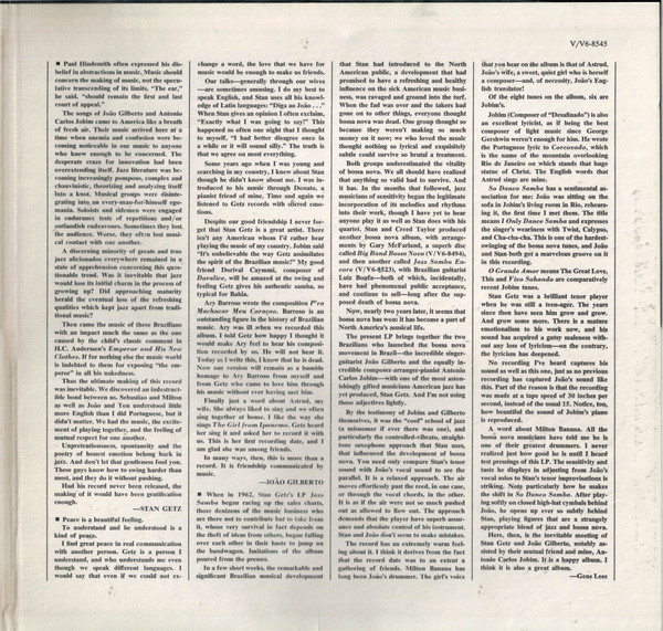 Stan Getz , João Gilberto Featuring Antonio Carlos Jobim - Getz / Gilberto | Verve Records (V6-8545) - 2