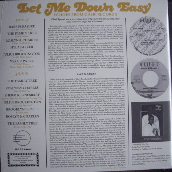 Various - Let Me Down Easy (Echoes From Cheri Records) | Miles Away (MALP002) - 2 Various - Let Me Down Easy (Echoes From Cheri Records) | Miles Away (MALP002) - 2