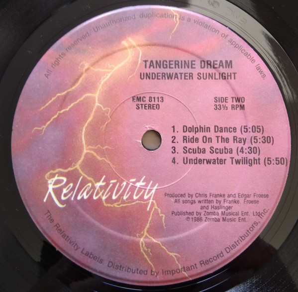 Tangerine Dream - Underwater Sunlight | Relativity (EMC 8113) - 4 Tangerine Dream - Underwater Sunlight | Relativity (EMC 8113) - 4