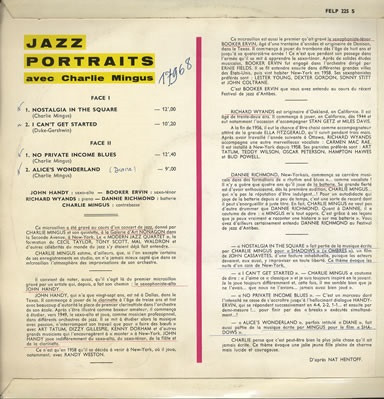 Charles Mingus - Jazz Portraits | La Voix De Son Maître (FELP 225) - 4 Charles Mingus - Jazz Portraits | La Voix De Son Maître (FELP 225) - 4