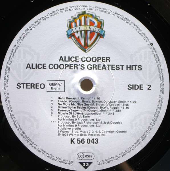 Alice Cooper - Alice Cooper's Greatest Hits | Warner Bros. Records (WB 56 043) - 4