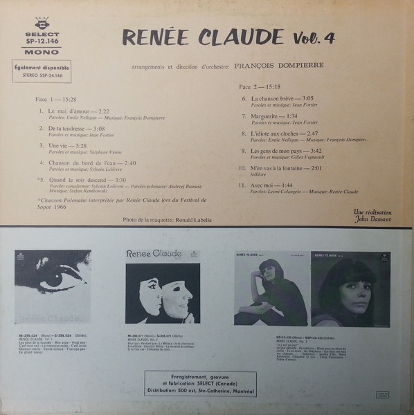 Renée Claude - Vol. 4 [Vinyl] | Select (SP-12146, SP-12.146) - 2