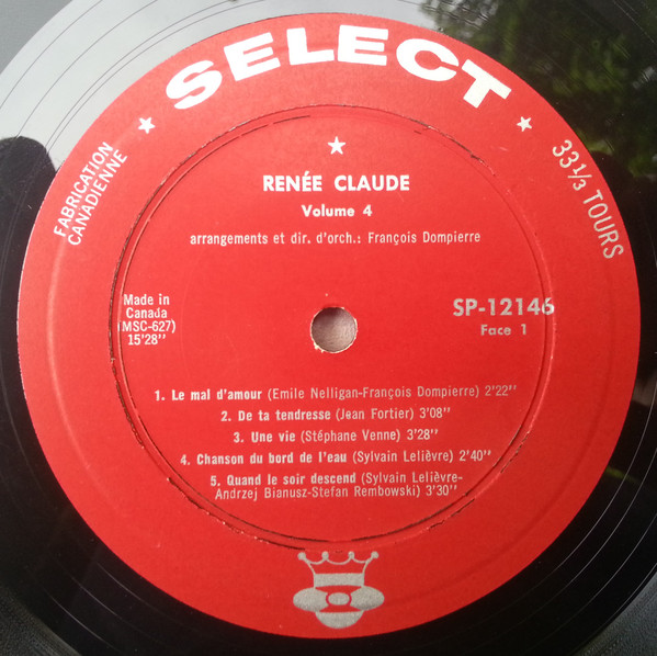 Renée Claude - Vol. 4 [Vinyl] | Select (SP-12146, SP-12.146) - 3