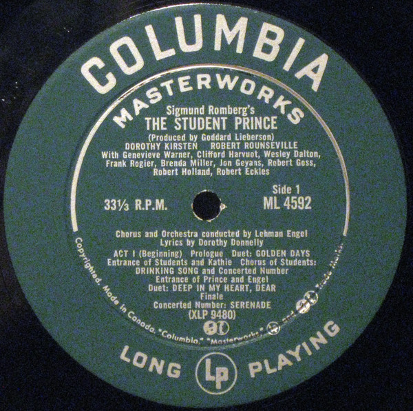 Dorothy Kirsten , Robert Rounseville - The Student Prince | Columbia Masterworks (ML 4592) - 3 Dorothy Kirsten , Robert Rounseville - The Student Prince | Columbia Masterworks (ML 4592) - 3