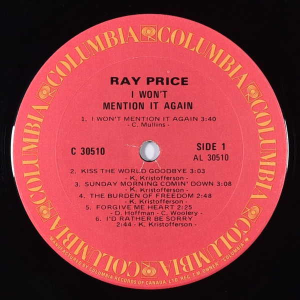 Ray Price - I Won't Mention It Again | Columbia (C 30510) - 3 Ray Price - I Won't Mention It Again | Columbia (C 30510) - 3