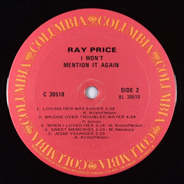 Ray Price - I Won't Mention It Again | Columbia (C 30510) - 4 Ray Price - I Won't Mention It Again | Columbia (C 30510) - 4