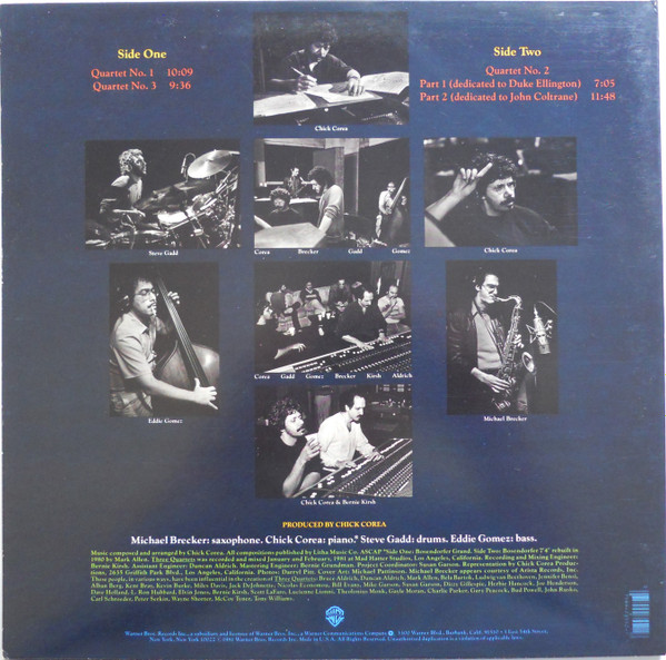 Chick Corea - Three Quartets | Warner Bros. Records (BSK 3552)