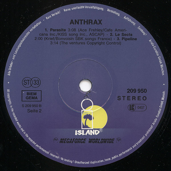 Anthrax - Penikufesin | Island Records (209 950) - 4