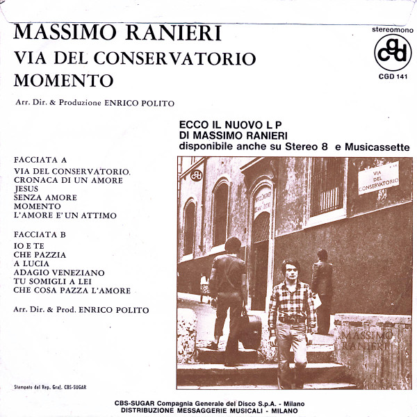 Massimo Ranieri - Via Del Conservatorio | CGD (CGD 141) - 2