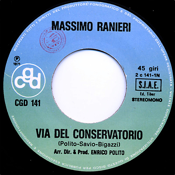 Massimo Ranieri - Via Del Conservatorio | CGD (CGD 141) - 3