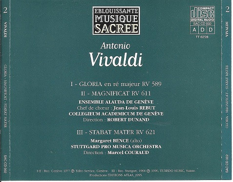 Antonio Vivaldi - Gloria • Magnificat • Stabat Mater | Editions Atlas (SAC CD 002) - 4