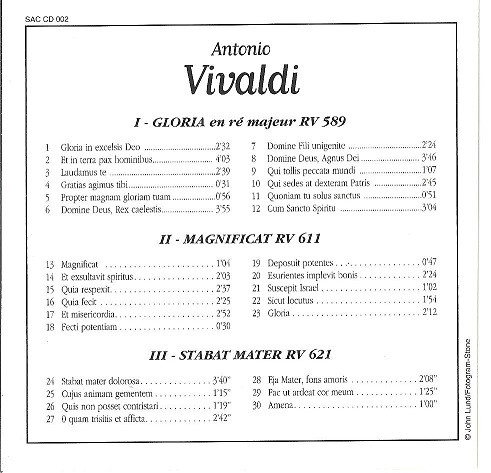 Antonio Vivaldi - Gloria • Magnificat • Stabat Mater | Editions Atlas (SAC CD 002) - 3