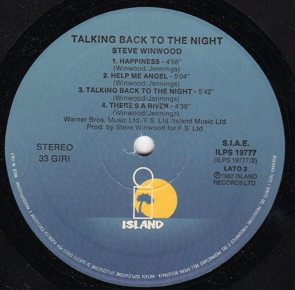 Steve Winwood - Talking Back To The Night | Island Records (ILPS 19777) - 2 Steve Winwood - Talking Back To The Night | Island Records (ILPS 19777) - 2