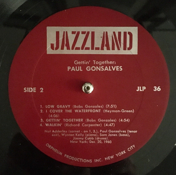 Paul Gonsalves - Gettin' Together | Jazzland (JLP 36) - 4 Paul Gonsalves - Gettin' Together | Jazzland (JLP 36) - 4