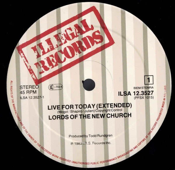 Lords Of The New Church - Live For Today | I.R.S. Records (A.12.3527) - 3 Lords Of The New Church - Live For Today | I.R.S. Records (A.12.3527) - 3