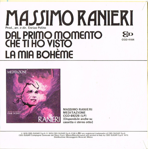 Massimo Ranieri - Dal Primo Momento Che Ti Ho Visto | CGD (CGD 4104) - 2
