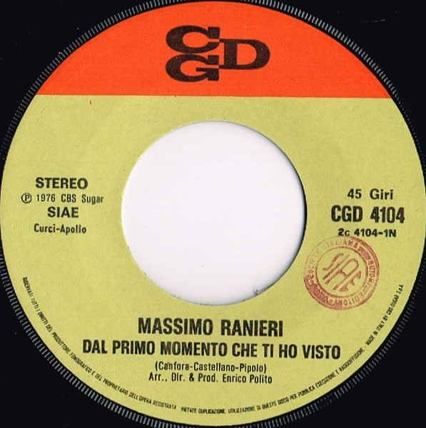 Massimo Ranieri - Dal Primo Momento Che Ti Ho Visto | CGD (CGD 4104) - 3