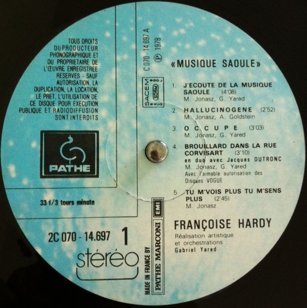 Françoise Hardy - Musique Saoule | Pathé (2C 070-14697) - 4 Françoise Hardy - Musique Saoule | Pathé (2C 070-14697) - 4