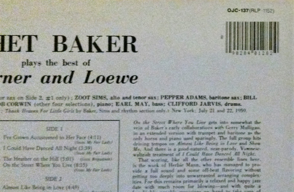 Chet Baker - Plays The Best Of Lerner & Loewe | Original Jazz Classics (OJC-137) - 3 Chet Baker - Plays The Best Of Lerner & Loewe | Original Jazz Classics (OJC-137) - 3