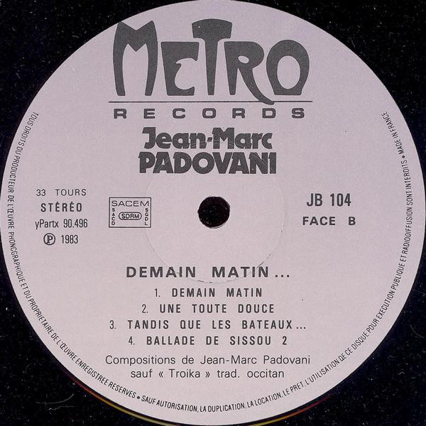 Jean-Marc Padovani - Demain Matin | Metro Records (JB 104) - 4 Jean-Marc Padovani - Demain Matin | Metro Records (JB 104) - 4