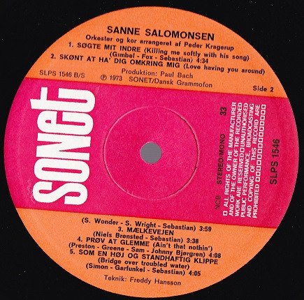 Sanne Salomonsen - Sanne Salomonsen | Sonet (SLPS 1546) - 4