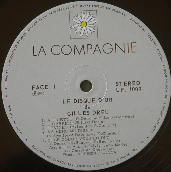 Gilles Dreu - Le Disque D'or [Vinyl] | La Compagnie (LP 1009) - 3