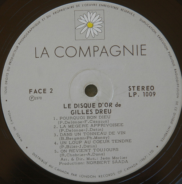 Gilles Dreu - Le Disque D'or [Vinyl] | La Compagnie (LP 1009) - 4