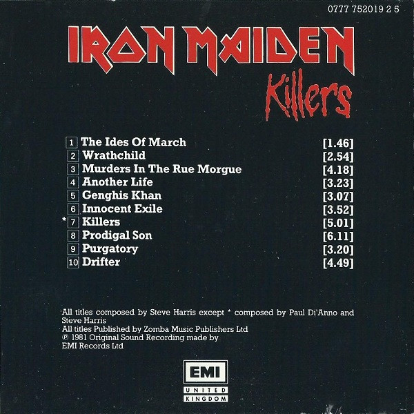 Iron Maiden - Killers CD | EMI United Kingdom (0777 7 52019 2 5) - 3
