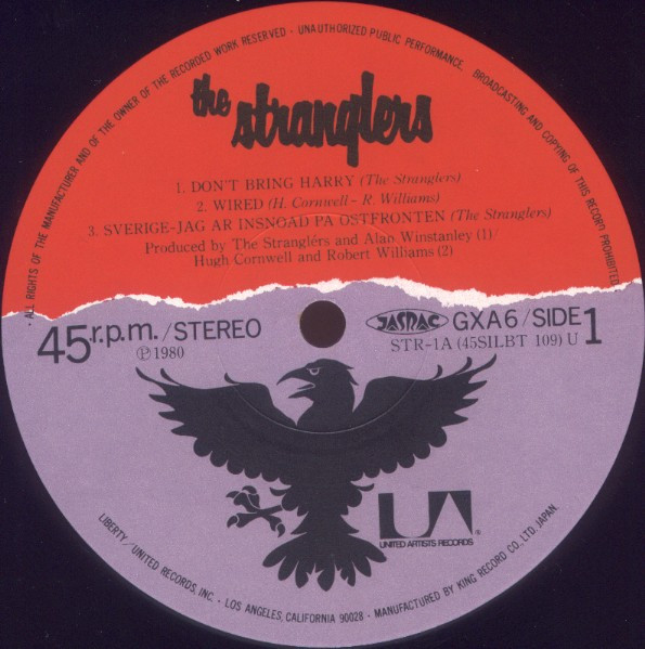 The Stranglers - Don't Bring Harry | United Artists Records (GXA-6) - 3