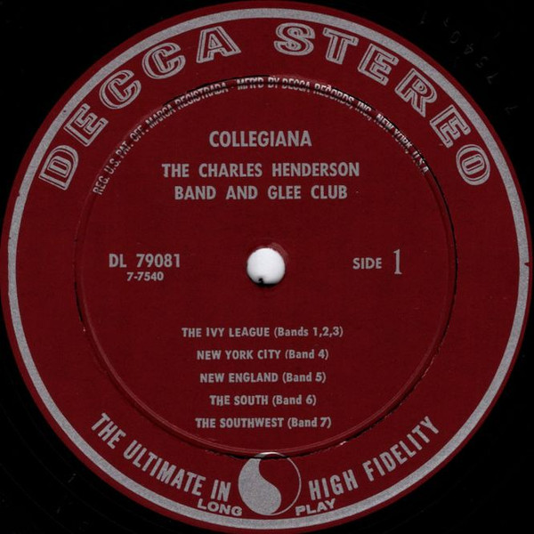 The Charles Henderson Band And Glee Club - Collegiana | Decca (DL 79081) - 2