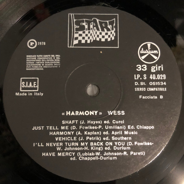 Wess Johnson - Harmony | Durium Start (LPS 40029) - 4 Wess Johnson - Harmony | Durium Start (LPS 40029) - 4