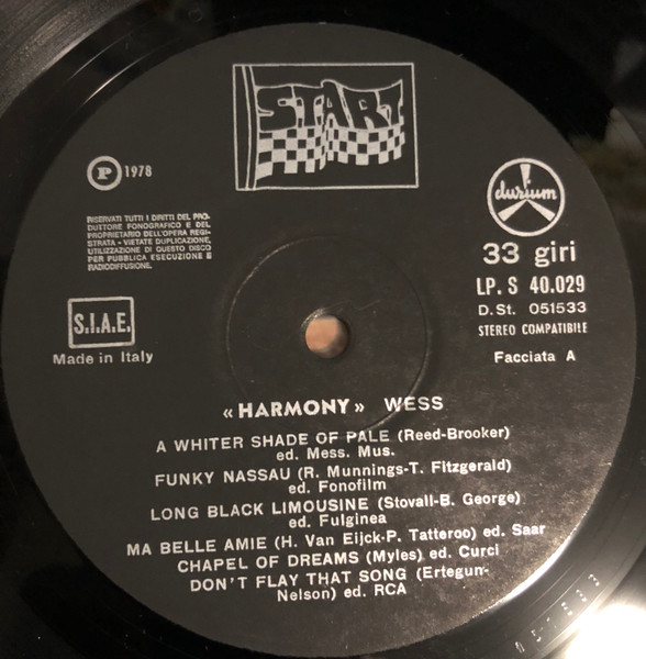Wess Johnson - Harmony | Durium Start (LPS 40029) - 3 Wess Johnson - Harmony | Durium Start (LPS 40029) - 3