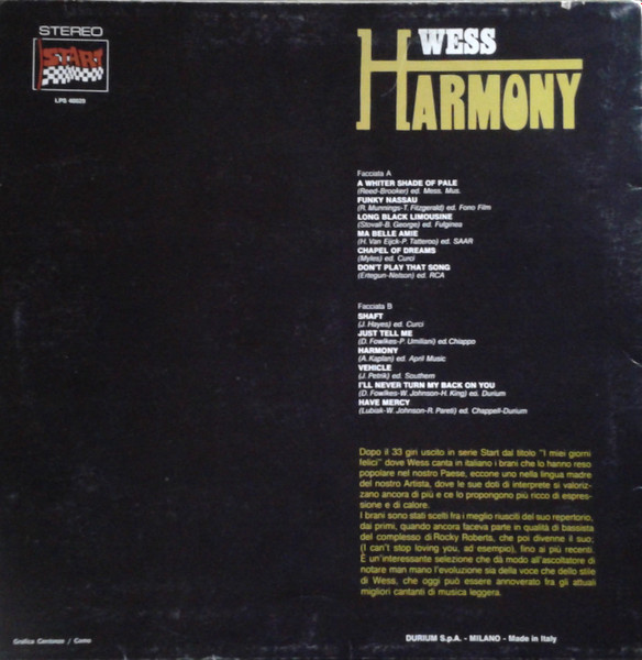 Wess Johnson - Harmony | Durium Start (LPS 40029) - 2 Wess Johnson - Harmony | Durium Start (LPS 40029) - 2